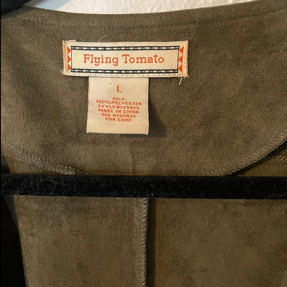 Flying Tomatoe Western olive green jacket with fringe - Picture 3 of 4